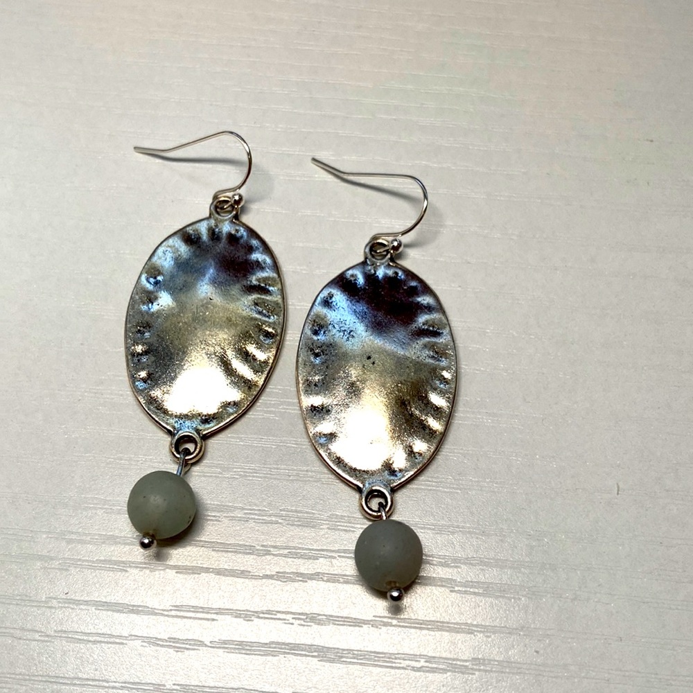 Handmade silver and amazonite earrings.